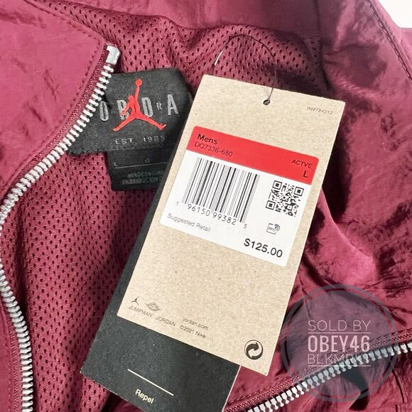 Jordan Essentials Statement Cherrywood Red Warm-up Jacket DQ7336-680 Size L - Picture 2 of 5
